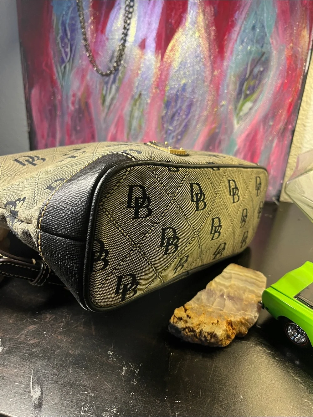 Dooney & Bourke Gray and Black Logo Crossbody Messenger Bag